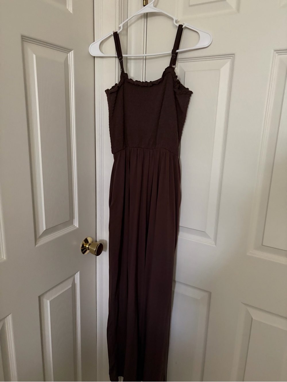 T.J.Maxx Brown Smocked Bodice Jumpsuit